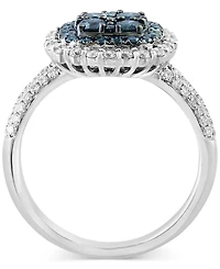 Effy Blue Diamond & White Diamond Halo Cluster Ring (1-1/3 ct. t.w.) in 14k White Gold