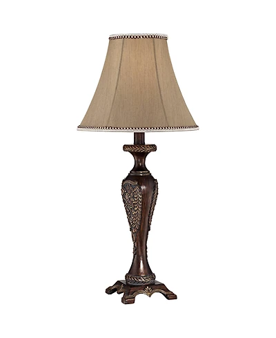 Traditional Vintage-like Table Lamp 23 1/2" Tall with Table Top Dimmer Warm Bronze Brown Candlestick Bell Shade for Bedroom Living Room House Hom