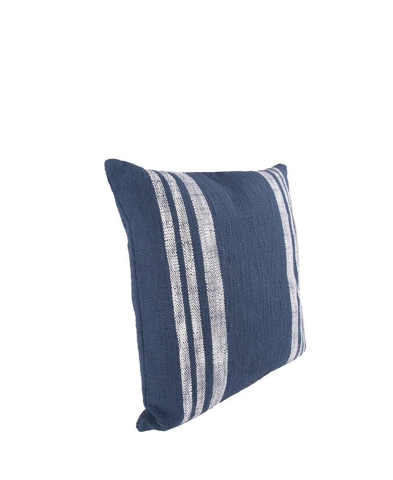 Morgan Striped Blue Cotton Decor Throw Pillow, 18" x 18"