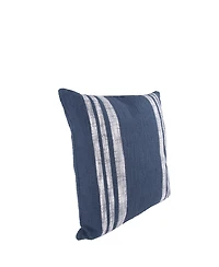 Morgan Striped Blue Cotton Decor Throw Pillow, 18" x 18"