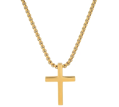 Steeltime Men's Polished Cross Pendant Necklace, 24"