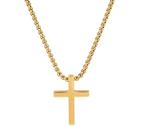 Steeltime Men's Polished Cross Pendant Necklace, 24"