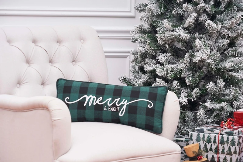 9" x 22" Merry Embroidered Throw Pillow