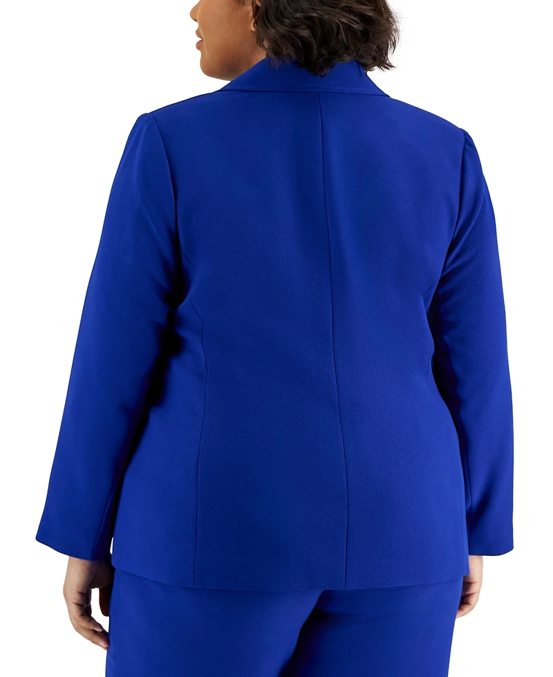 Tahari Asl Plus Peak-Lapel Button-Sleeve Blazer