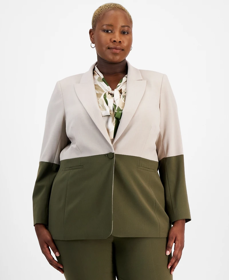 Tahari Asl Plus Colorblocked Boyfriend Blazer