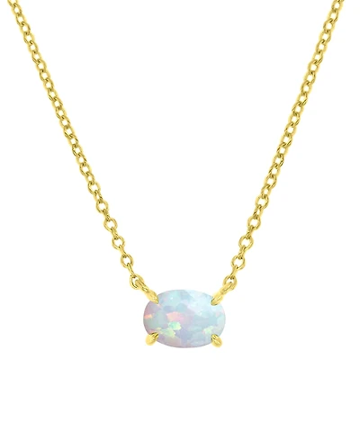 Lab-Grown Opal Oval Solitaire Pendant Necklace (3/4 ct. t.w.)