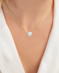 Lab-Grown Opal Solitaire Heart 18" Pendant Necklace (5/8 ct. t.w.)
