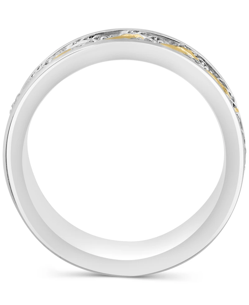 Effy Men's Black Spinel Chevron Band (1-1/20 ct. t.w.) in Sterling Silver (Also in White Topaz)