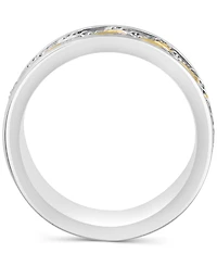 Effy Men's Black Spinel Chevron Band (1-1/20 ct. t.w.) in Sterling Silver (Also in White Topaz)