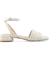 Journee Collection Women's Adleey Ankle Strap Tweed Block Heel Sandals