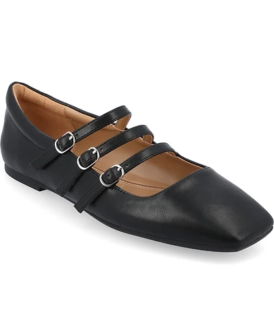 Journee Collection Women's Darlin Multi Strap Mary Jane Square Toe Flats