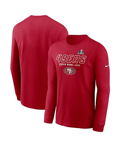 Men's Nike Scarlet San Francisco 49ers Super Bowl Lviii Iconic Long Sleeve T-shirt