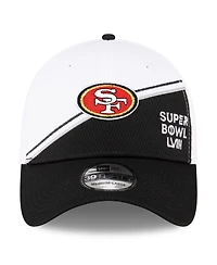 Men's New Era White, Black San Francisco 49ers Super Bowl Lviii Sideline 39THIRTY Flex Fit Hat