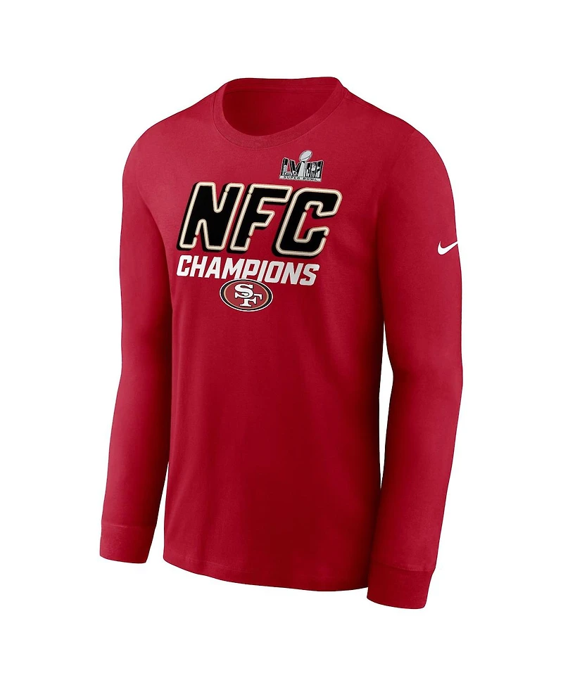 Men's Nike Scarlet San Francisco 49ers 2023 Nfc Champions Iconic Long Sleeve T-shirt