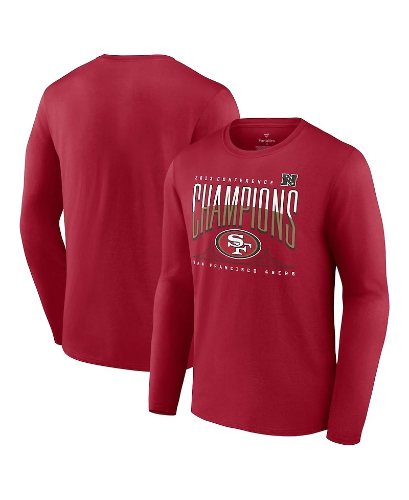 Men's Fanatics Scarlet San Francisco 49ers 2023 Nfc Champions Hometown Not Done Long Sleeve T-shirt