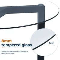 Simplie Fun Round Glass Coffee Table Modern Cocktail Table Easy Assembly With Tempered Glass Top & Sturdy