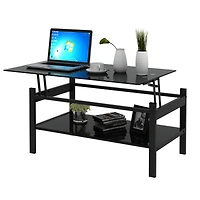 Streamdale Furniture 2-Layer Black Glass Coffee Table