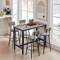 Streamdale Gray Bar Table Set with Backrest Stools