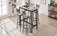 Streamdale Gray Bar Table Set with Backrest Stools