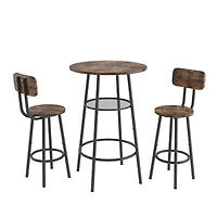 Streamdale Furniture Bar Table, Equipped With 2 Bar Stools, With Backrest And Partition
