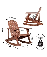 Kiawah Outdoor Patio Classic Acacia Wood Adirondack Rocking Chair, Dark Brown