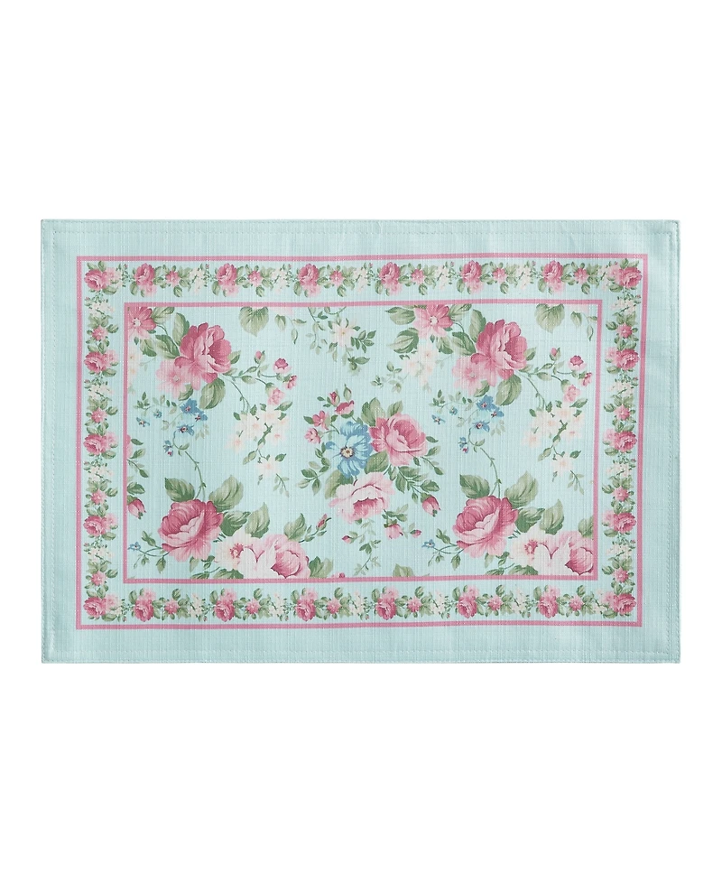 Vintage-Like Floral Garden Placemats, Set of 4, 13" x 19"