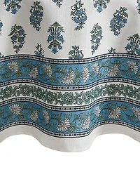 Tropez Block Print Stain Water Resistant Indoor and Outdoor Tablecloth