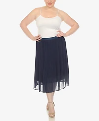 White Mark Plus Pleated Chiffon Midi Skirt