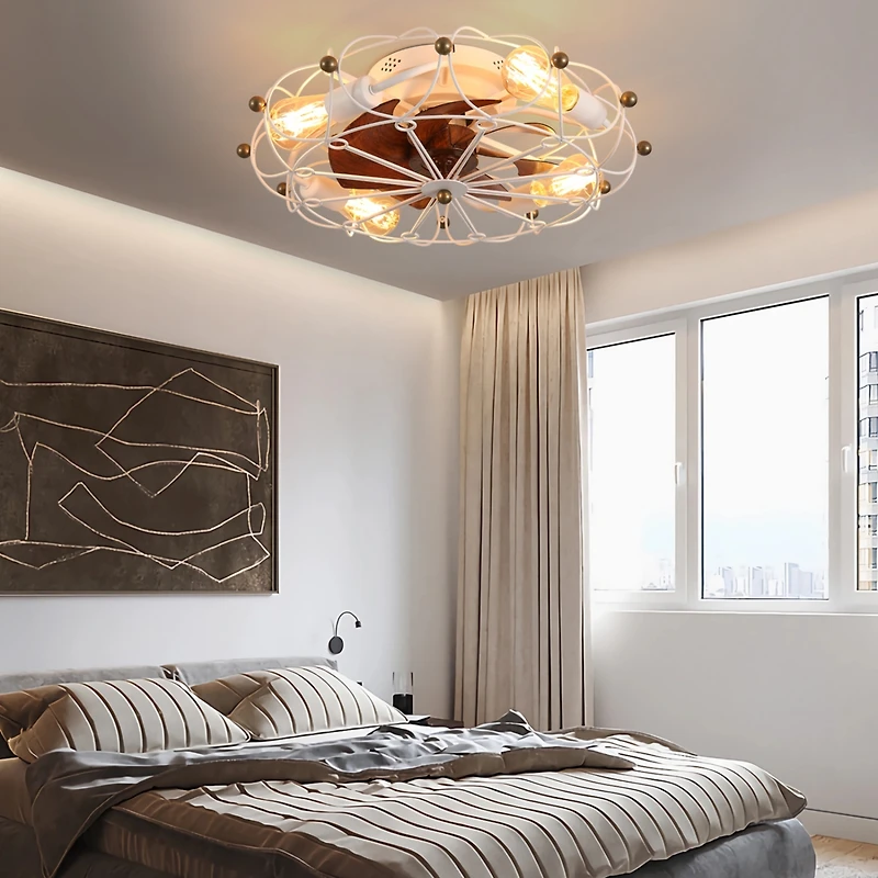 Streamdale Caged Ceiling Fan with Remote, Industrial Modern