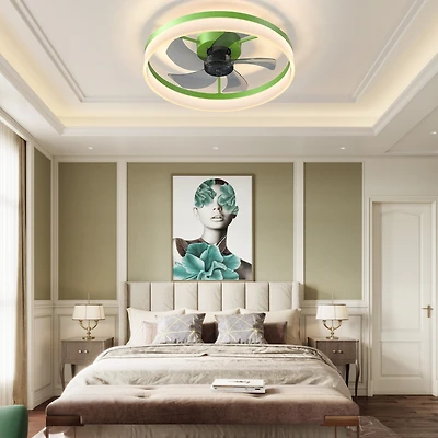 Streamdale Dimmable Led Ceiling Fans with Thin Modern Flushmount