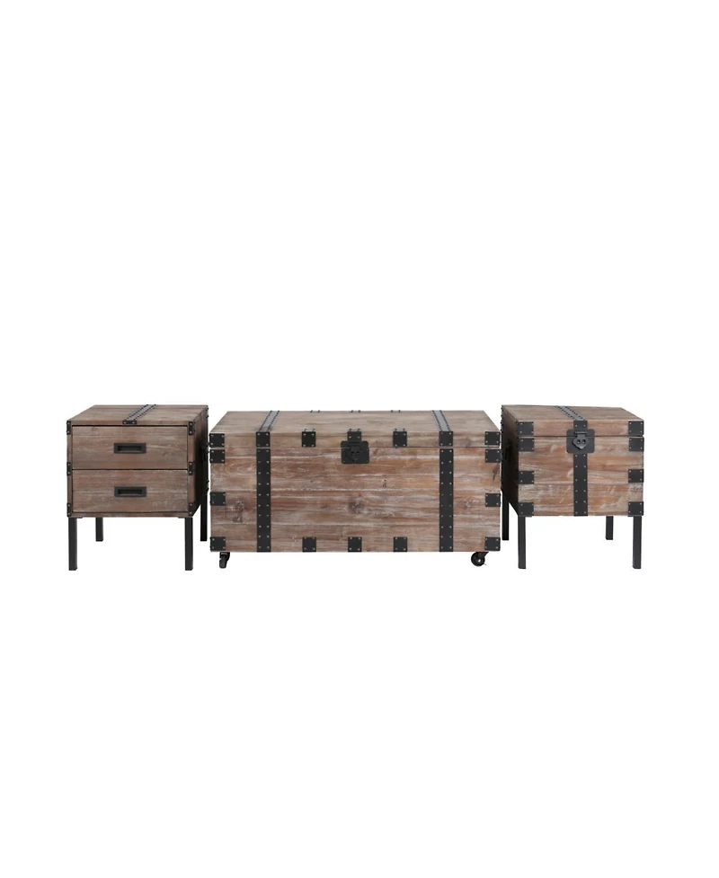 Streamdale Gray Trunk Table Set with Large Storage