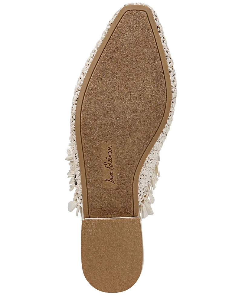 Sam Edelman Women's Reeta Fringe Raffia Flat Mules