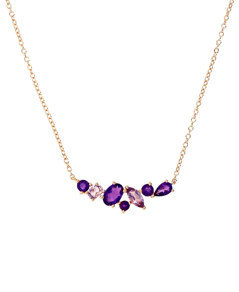Multi-Gemstone Cluster 18" Pendant Necklace (1-5/8 ct. t.w.) in 14k Rose Gold-Plated Sterling Silver