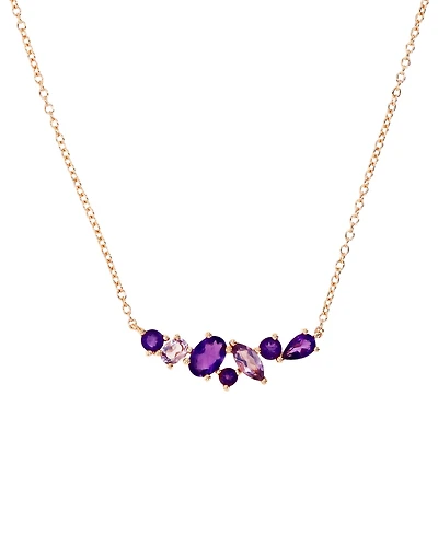 Multi-Gemstone Cluster 18" Pendant Necklace (1-5/8 ct. t.w.) in 14k Rose Gold-Plated Sterling Silver