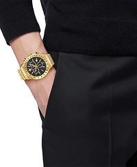 Versace Men's Swiss Chronograph Gold Ion Plated Stainless Steel Bracelet Watch 44mm