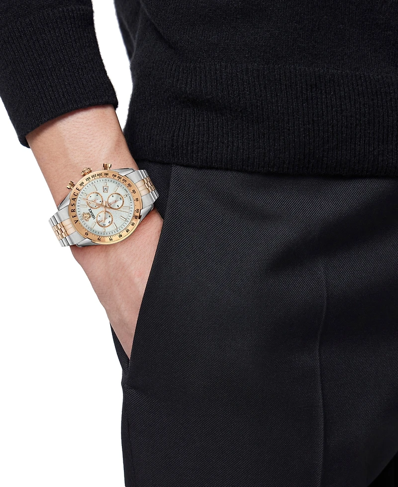 Versace Men's Swiss Chronograph Two-Tone Stainless Steel Bracelet Watch 44mm