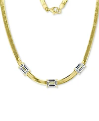 Lab-Grown White Sapphire Three Stone 18" Collar Necklace (2-5/8 ct. t.w.) in 14k Gold-Plated Sterling Silver