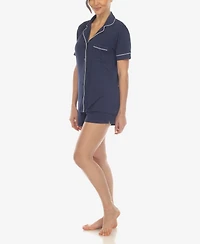 White Mark Women's 2 Pc. Short Sleeve Pajama Set