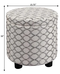 Convenience Concepts 15.75" Polyester Round Storage Ottoman with Tray Lid