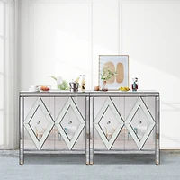 Streamdale Mirror-trimmed diamond design storage cabinet for any room
