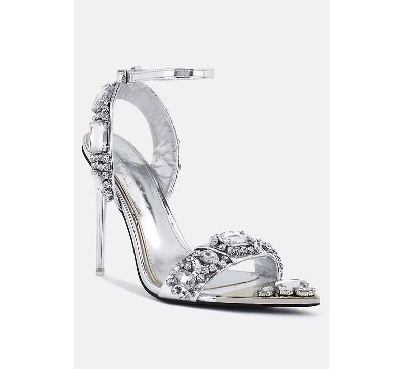 blingy diamante embellished stiletto sandals
