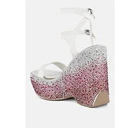 richness rhinestones embellished ultra high wedge sandals