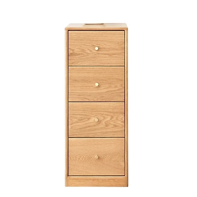 Streamdale Furniture Oak Bedside Storage Cabinet - Free-Standing, Four Drawers