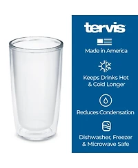 Tervis Crystal Clear Tabletop Made in Usa Double Walled Insulated Tumbler Travel Cup Keeps Drinks Cold & Hot, 16oz - 4pk, Classic