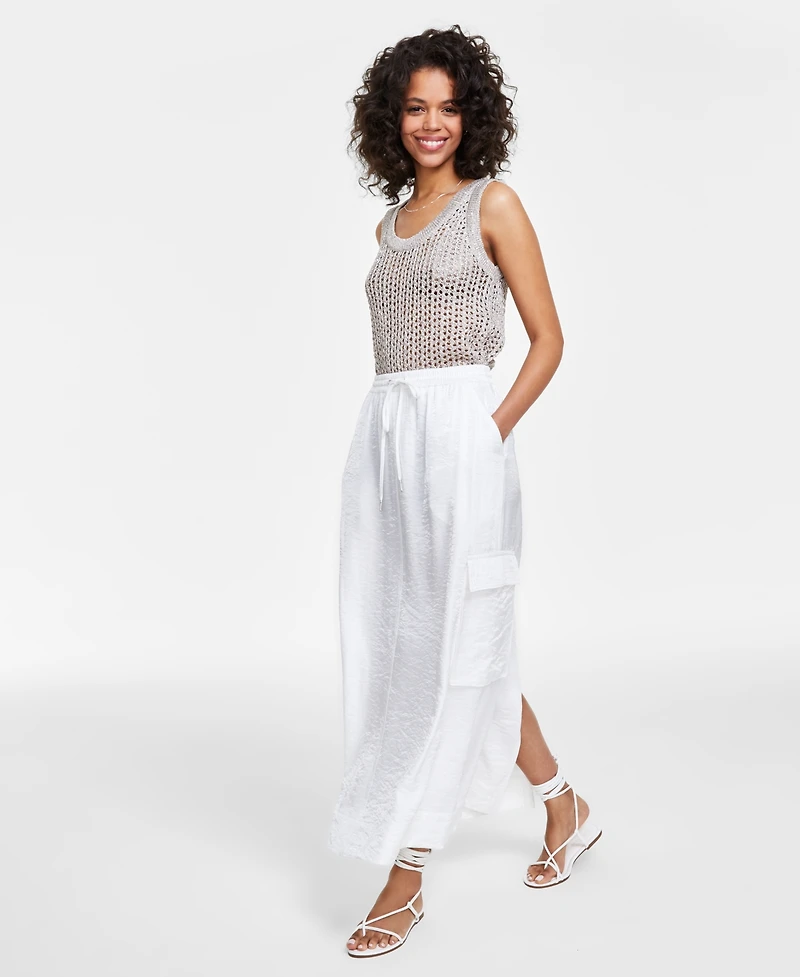Bar Iii Women's Metallic Cargo Maxi Skirt, Created for Macy's