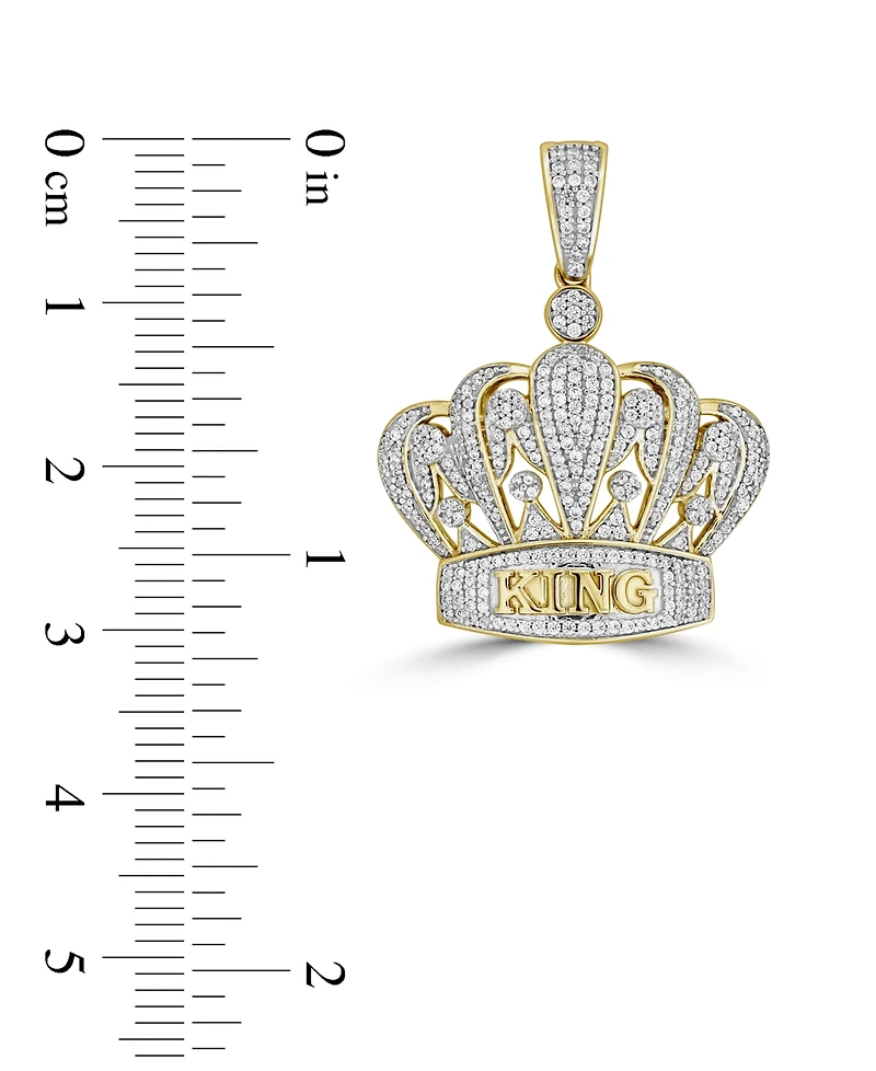 Men's Diamond Pave King & Crown Pendant (3/4 ct. t.w.) in 10k Gold