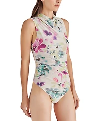 Steve Madden Women's Dalia Floral-Print Draped-Neck Bodysuit