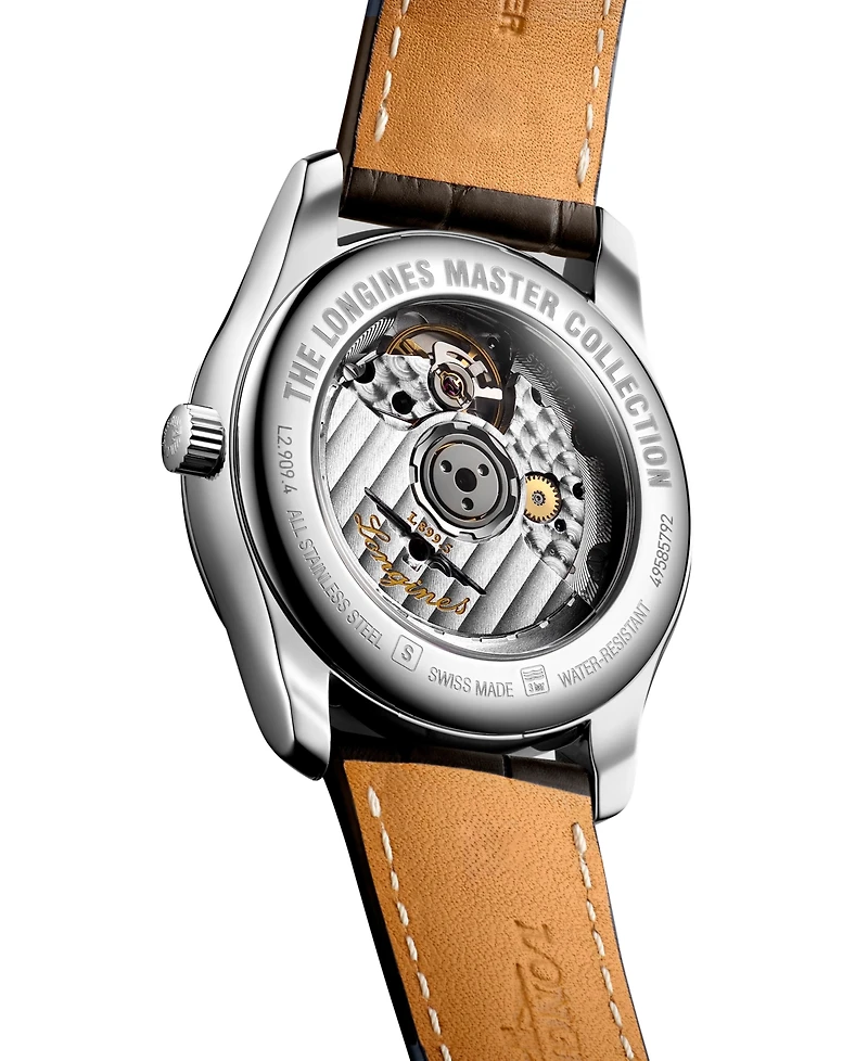 Longines Men's Swiss Automatic Master Brown Leather Strap Watch 40mm