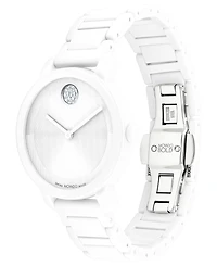 Movado Women's Swiss Bold Evolution 2.0 White Ceramic Bracelet Watch 34mm