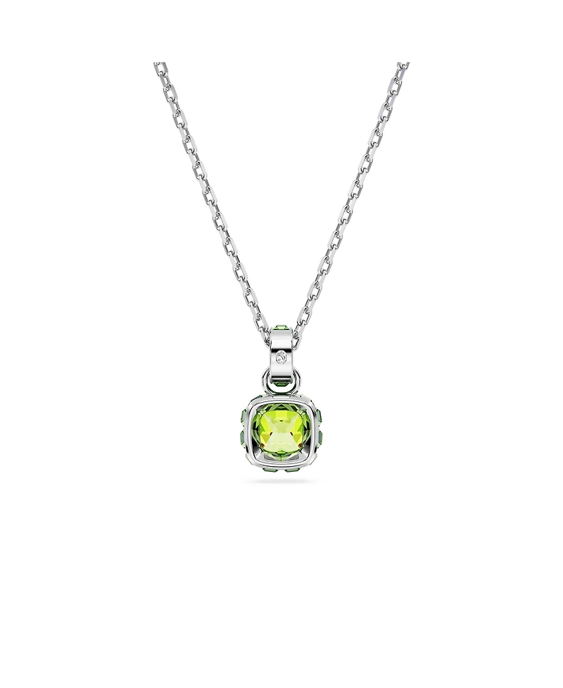 Swarovski Rhodium Plated Square Cut Color Birthstone Pendant Necklace